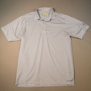 Donald Ross Sportswear Golf Polo Shirt Mens Med Blue/Pink Polka Dot Performance